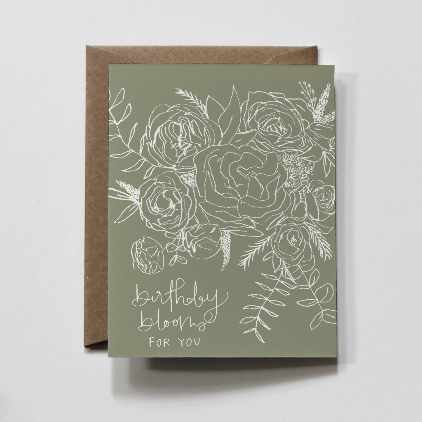 Birthday Blooms Greeting Card Green