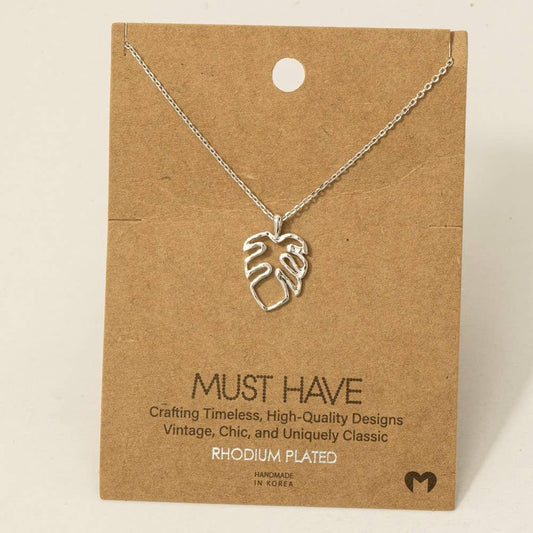 Monstera Cutout Pendant Necklace: S