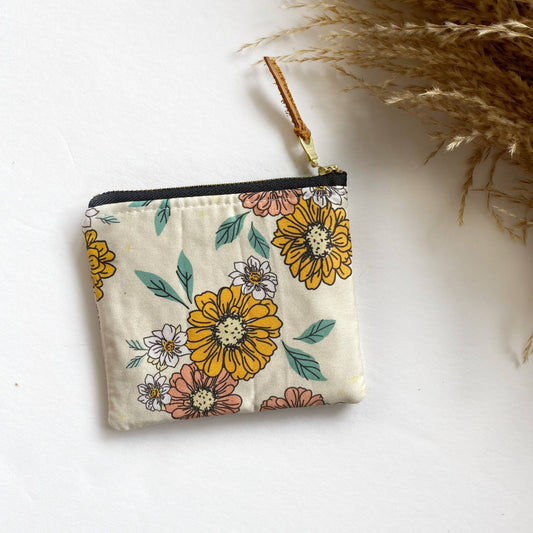 Cream Floral Small Pouch