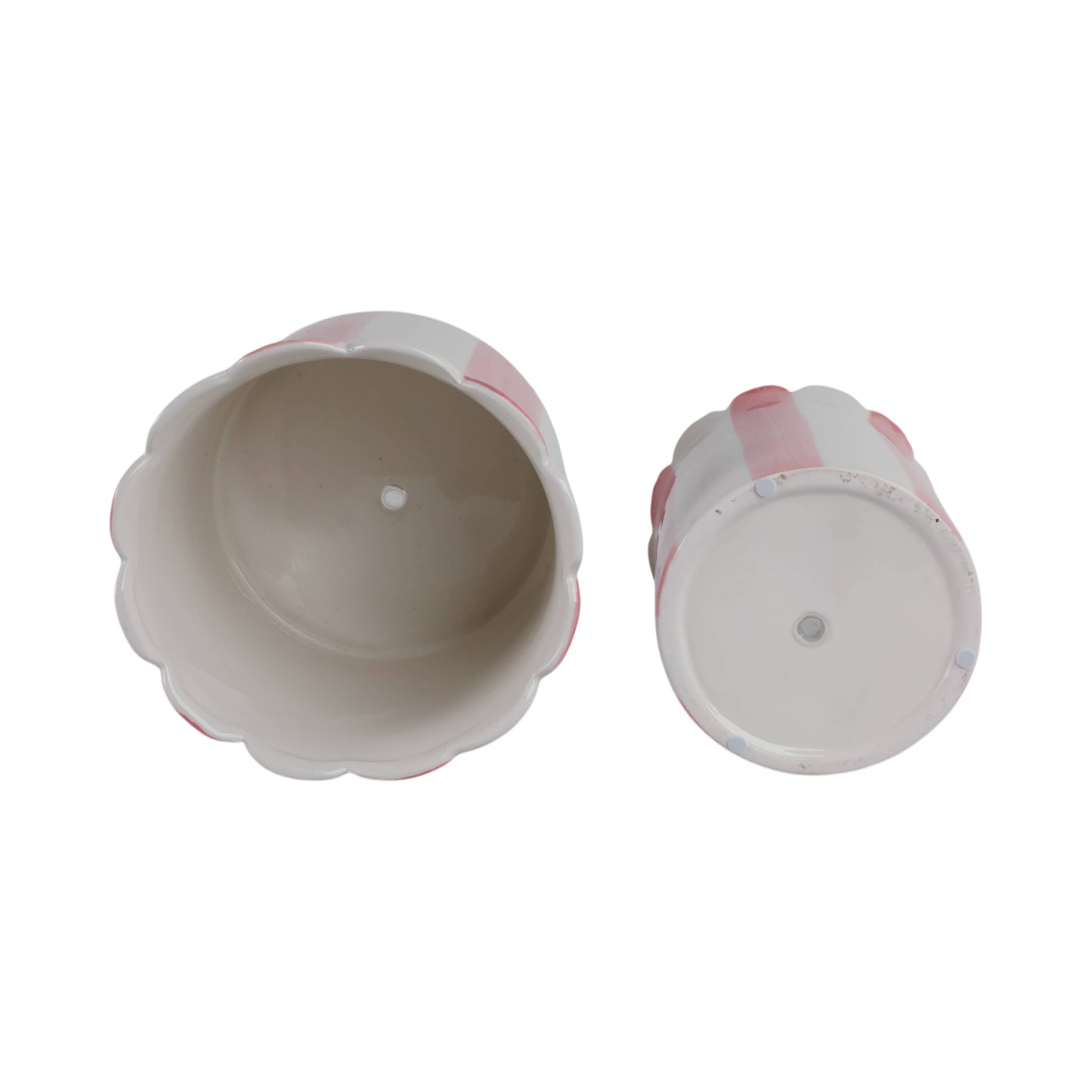 Pink Ceramic Striped Scallop Pot