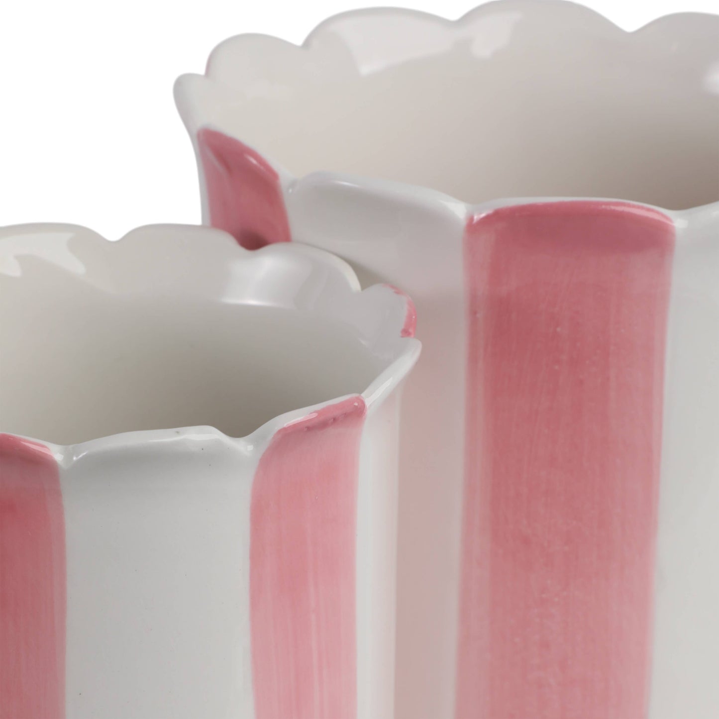 Pink Ceramic Striped Scallop Pot