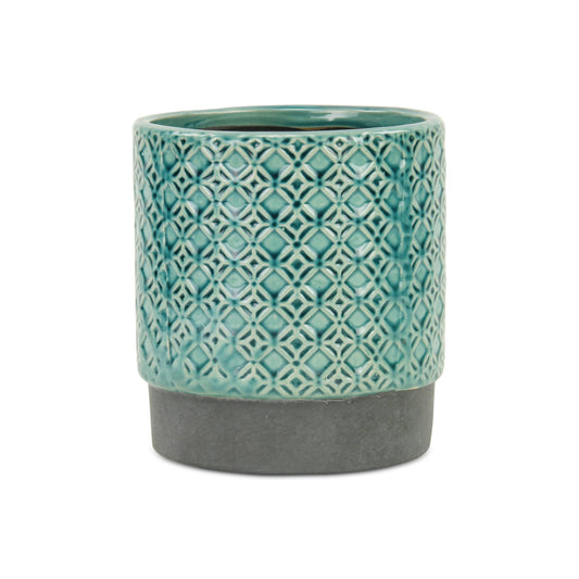 Zajedani Turquoise Lattice Pot- 6"