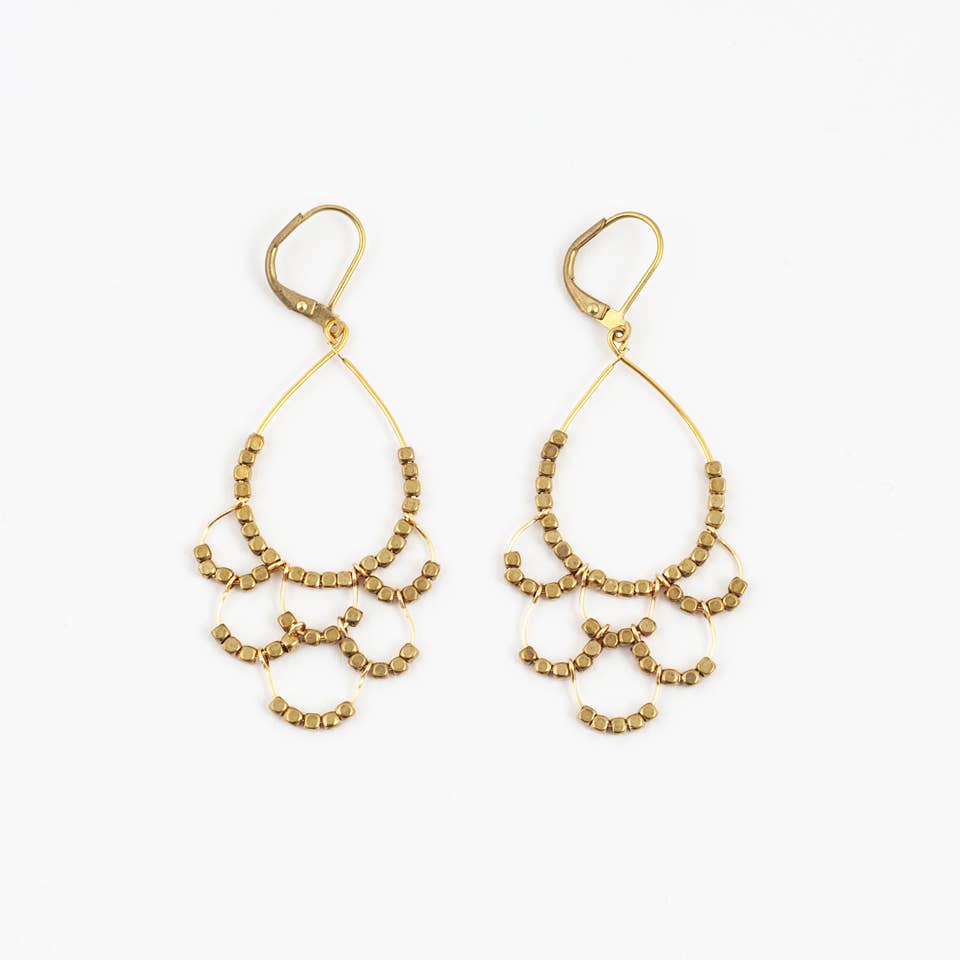 Scalloped Brass Dangle Earring