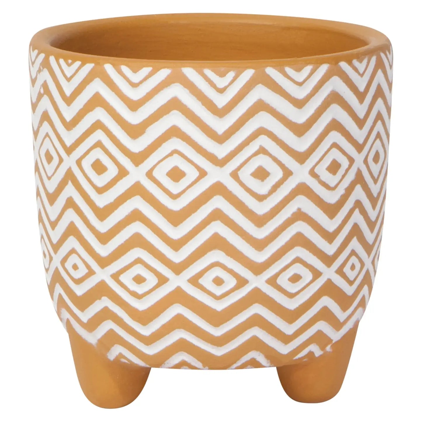 Footed Yellow Etched Plant Pot: 3 inch