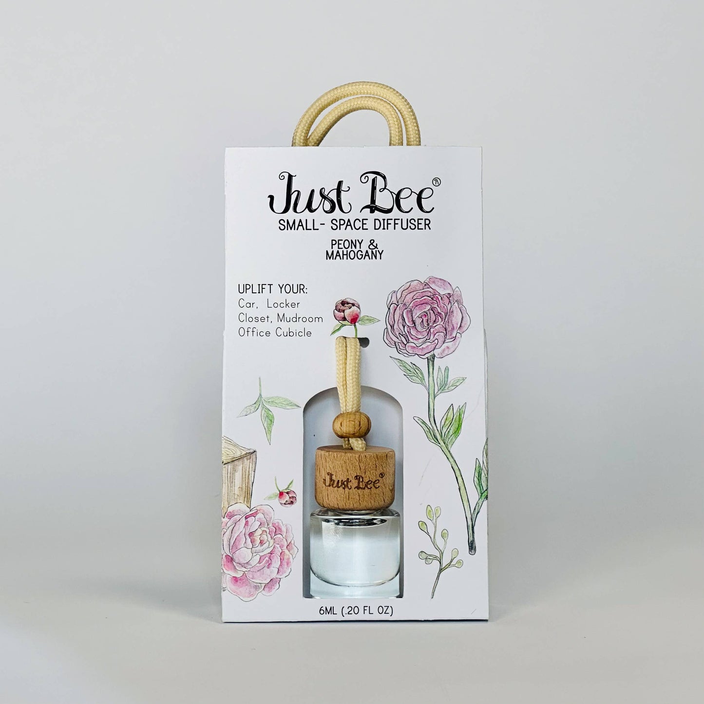 Peony & Mahogany - Just Bee Candle: 13 oz (up to 70 hrs of clean burning)