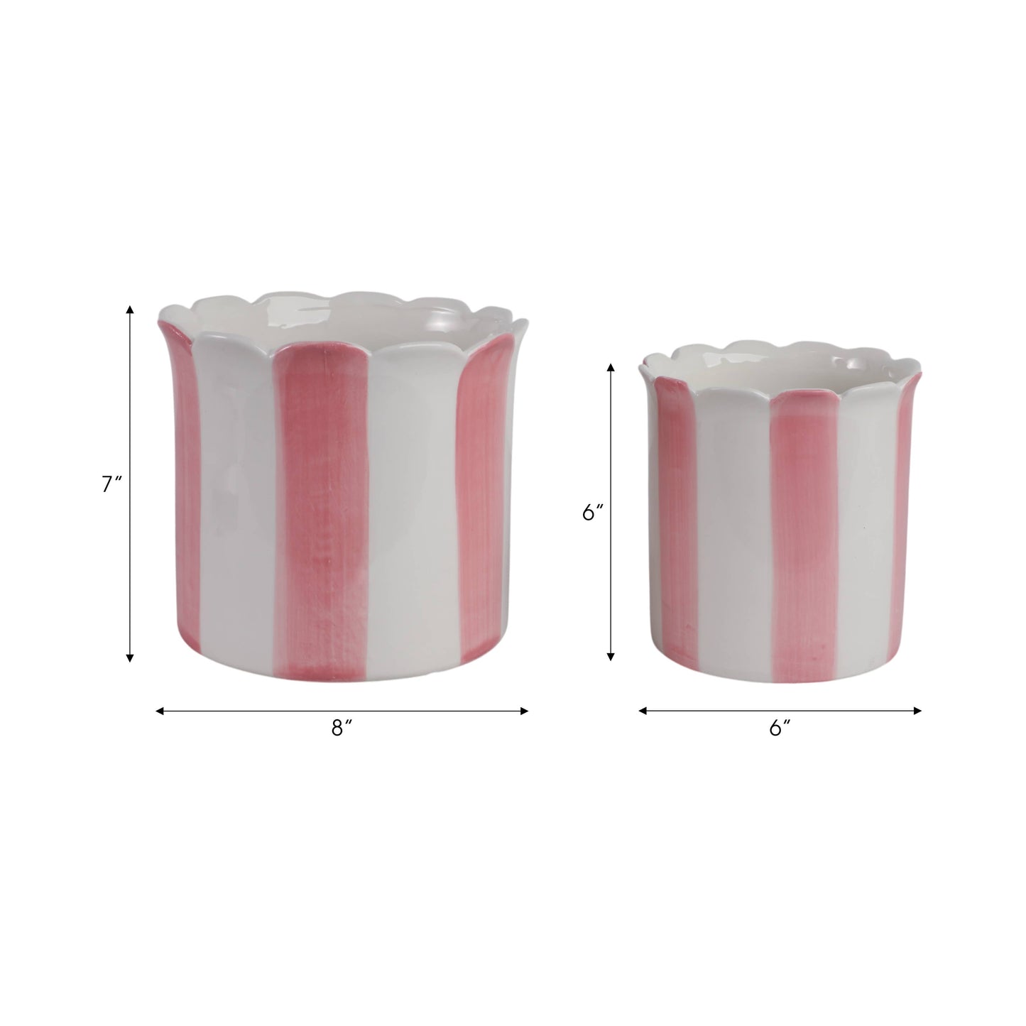 Pink Ceramic Striped Scallop Pot