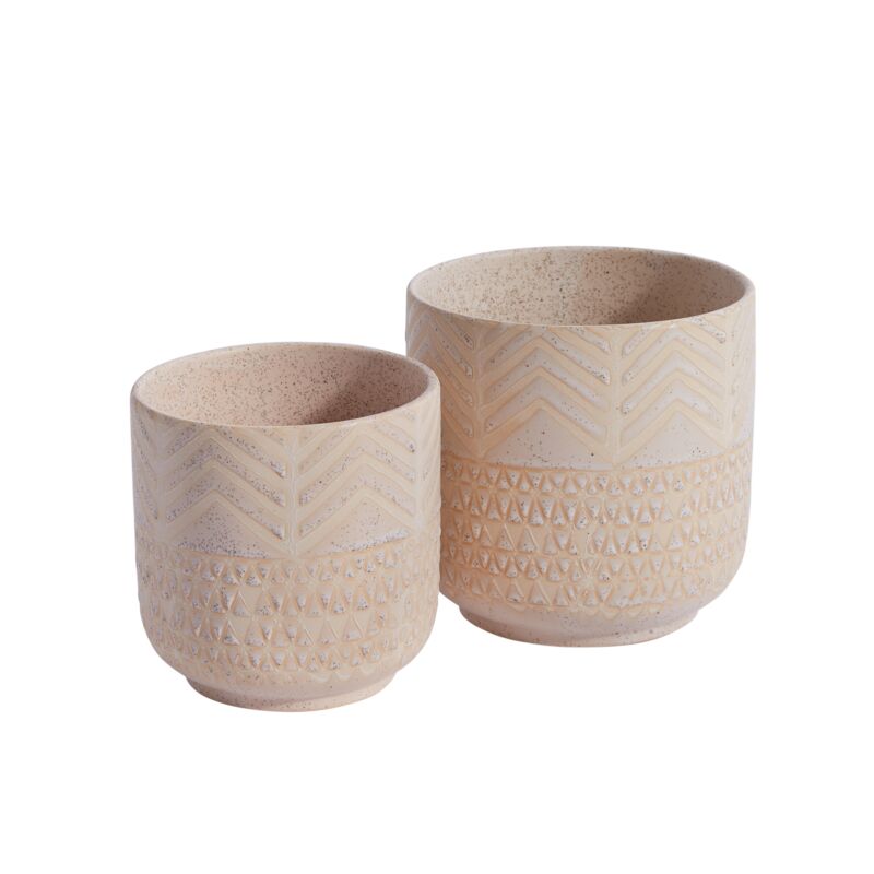 Cream Pattern Pot with Speckles-Small